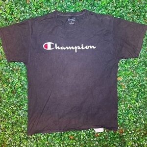 Men’s Vintage VTG Champion Logo Black T-shirt Size Medium ACTIVEWEAR Sporty